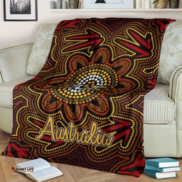 Australia Aboriginal Inspired Blanket Aboriginal inspired dot art background with kangaroo footprints