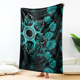 Heat Cricket Never Forget Custom Blanket ANZAC Day with Poppy Aboriginal