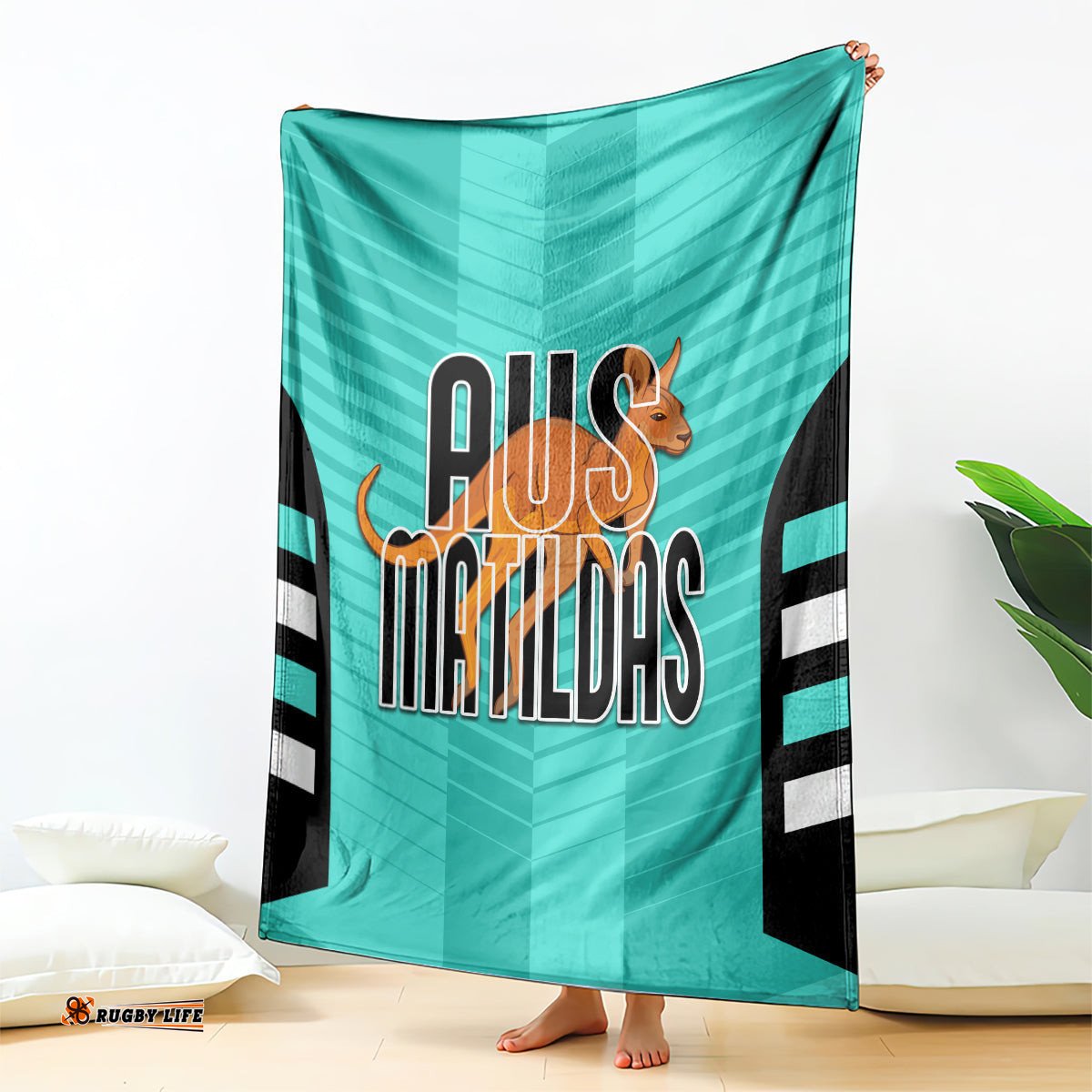 custom australia soccer blanket go matildas dynamic turquoise