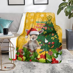 Personalised Wallabies Rugby Christmas Blanket Merry Xmas With Australian Kangaroo