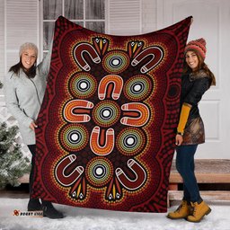 ABoriginal Premium Blanket Aboriginal Dot Painting Flowers Style