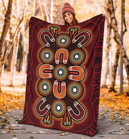 ABoriginal Premium Blanket Aboriginal Dot Painting Flowers Style
