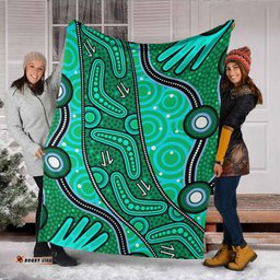 Australia Aboriginal Inspired Blanket Aboriginal Dot Art Painting With Handprints