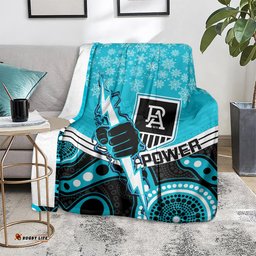 custom port adelaide football christmas blanket merry xmas 2023 mix aboriginal art