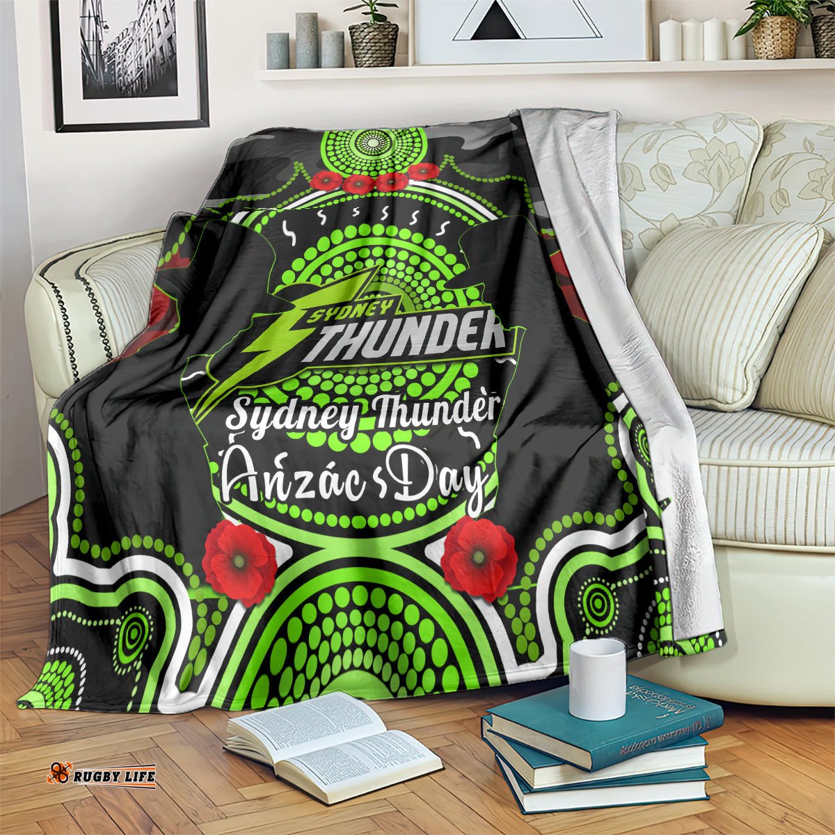 Sydney Thunder ANZAC 2024 Blanket Lest We Forget Poppy Mix Camouflage