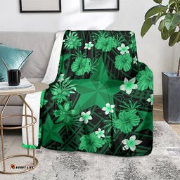 Australian Stars Cricket Blanket Baeuty Pacific Hibiscus and Polynesian Pattern