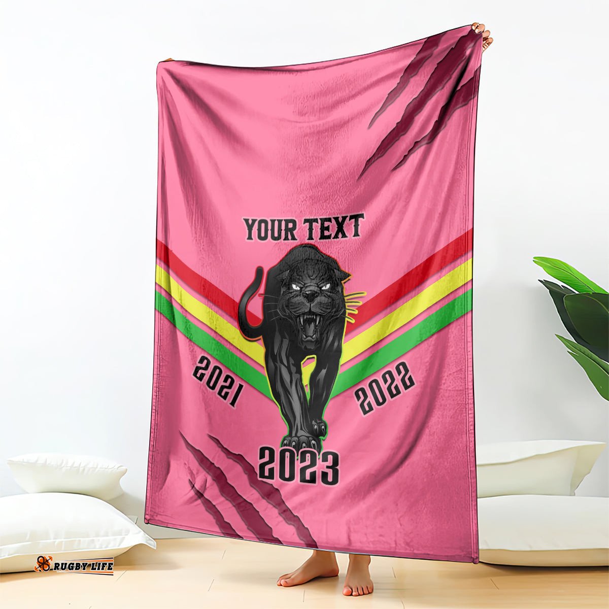 personalised nrl panthers blanket premiers 2023 three peat proud of our boys pink