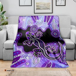 Australia Opal Blanket Aussie Lizard With Aboriginal Art Purple
