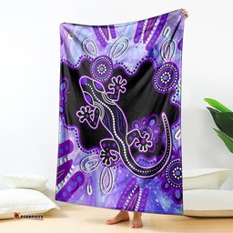 Australia Opal Blanket Aussie Lizard With Aboriginal Art Purple