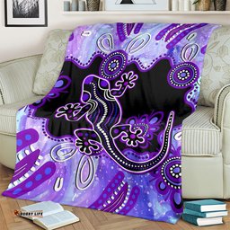 Australia Opal Blanket Aussie Lizard With Aboriginal Art Purple