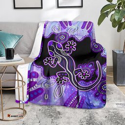 Australia Opal Blanket Aussie Lizard With Aboriginal Art Purple