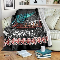 Personalised New Zealand Waka Blanket Aotearoa Maori Silver Fern Pattern