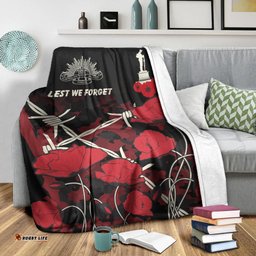 ANZAC Premium Blanket ANZAC with Remembrance Poppy Flower Ver2