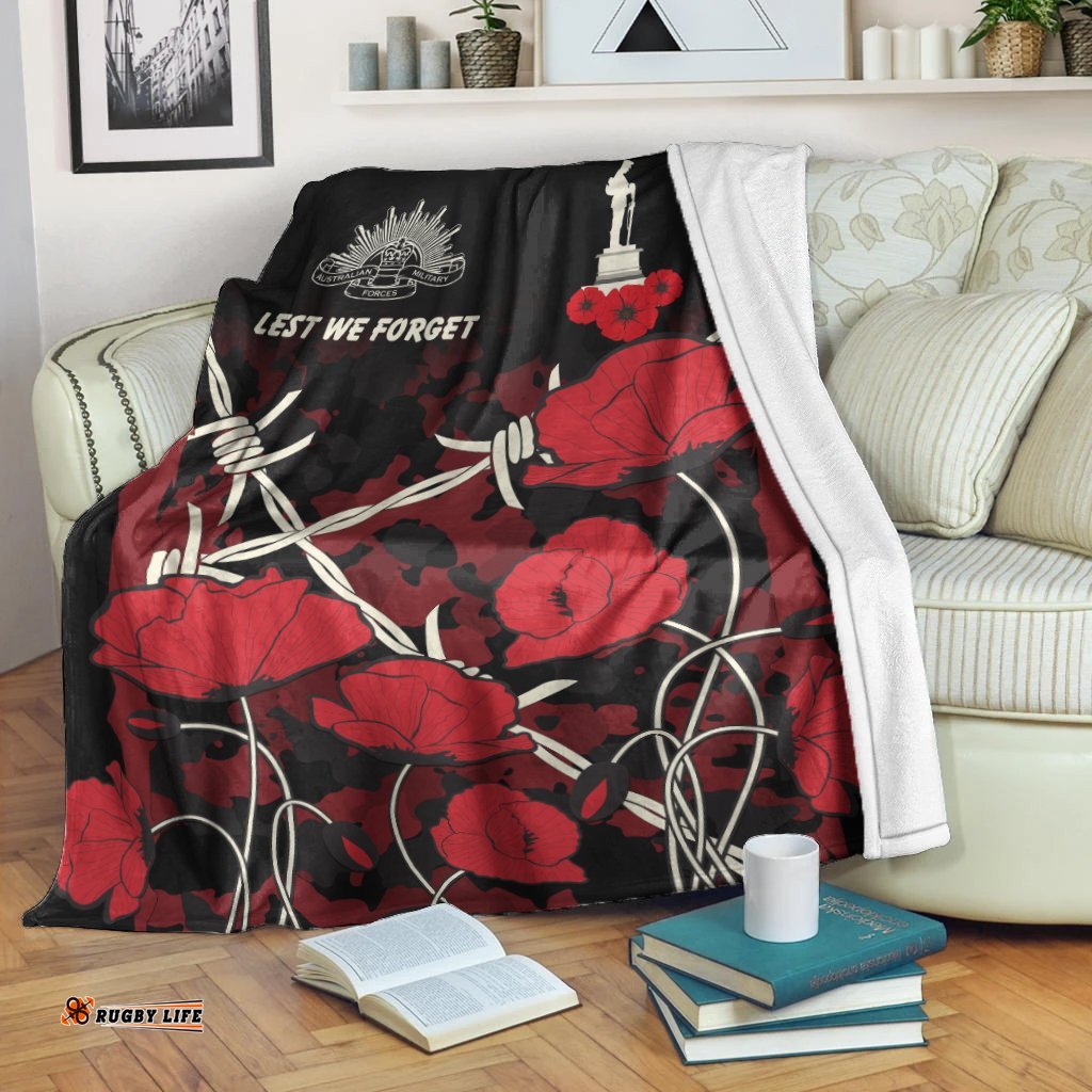ANZAC Premium Blanket ANZAC with Remembrance Poppy Flower Ver2