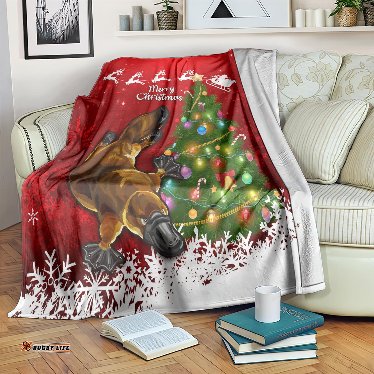 Australia Christmas Blanket Aussie Platypus Xmas Vibes