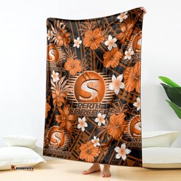 Australian Scorchers Cricket Blanket Baeuty Pacific Hibiscus and Polynesian Pattern