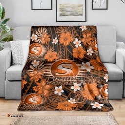 Australian Scorchers Cricket Blanket Baeuty Pacific Hibiscus and Polynesian Pattern
