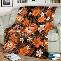 Australian Scorchers Cricket Blanket Baeuty Pacific Hibiscus and Polynesian Pattern