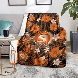 Australian Scorchers Cricket Blanket Baeuty Pacific Hibiscus and Polynesian Pattern
