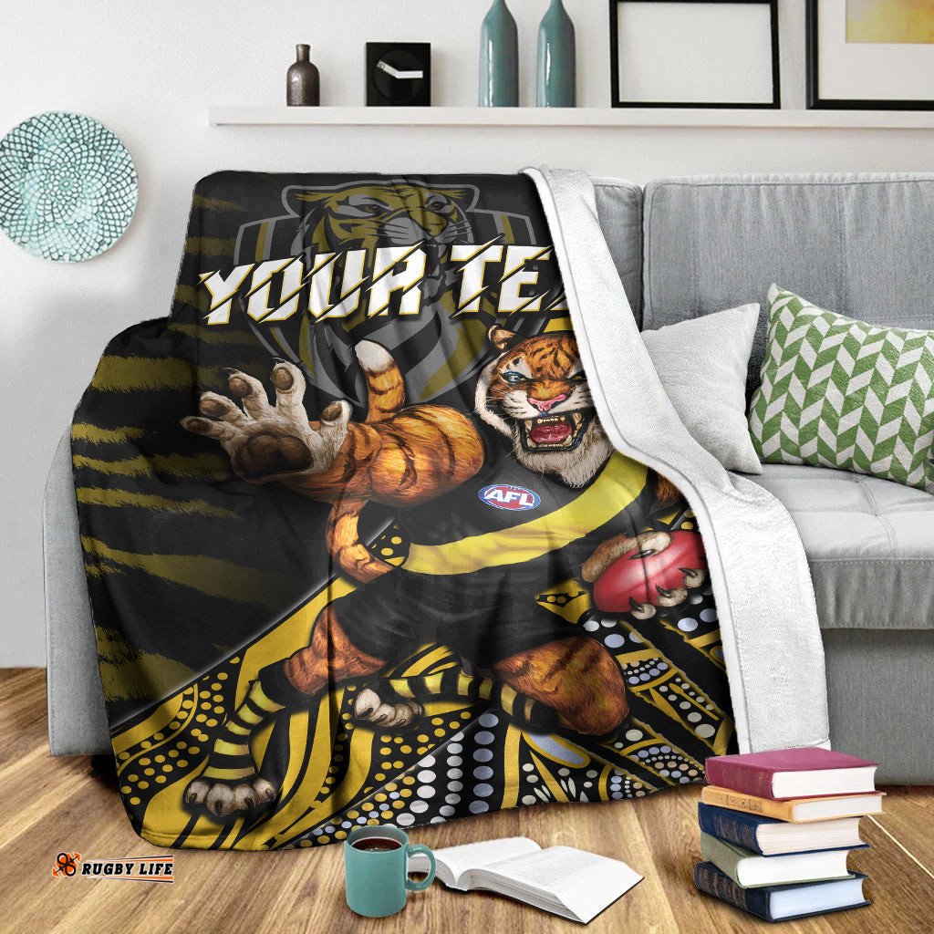 Custom Personalised Richmond Football Premium Blanket Aboriginal Go The Tigers Mascot