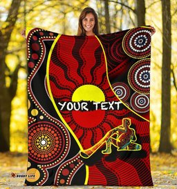 Custom Premium Blanket Australia Aboriginal Dots With Didgeridoo