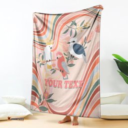 Personalised Australia Hippie Christmas Blanket Cockatoo Kookaburra with Wattle Pink Peach Style