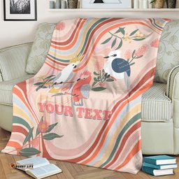 Personalised Australia Hippie Christmas Blanket Cockatoo Kookaburra with Wattle Pink Peach Style