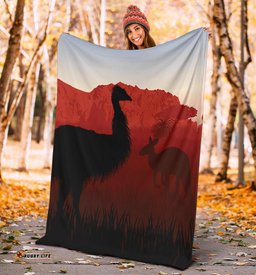Premium Blanket Australian Nature with Emu and Kangaroo