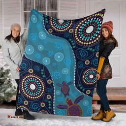 Australia Aboriginal Inspired Blanket Aboriginal Inspired Dreaming Turtles Dot Art