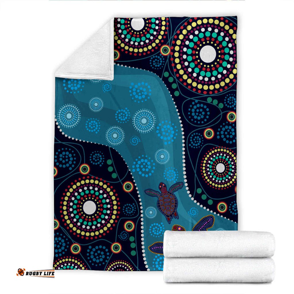 Australia Aboriginal Inspired Blanket Aboriginal Inspired Dreaming Turtles Dot Art