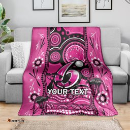 Custom Sydney Sixers Cricket Blanket Happy Australia Day Aboriginal Art