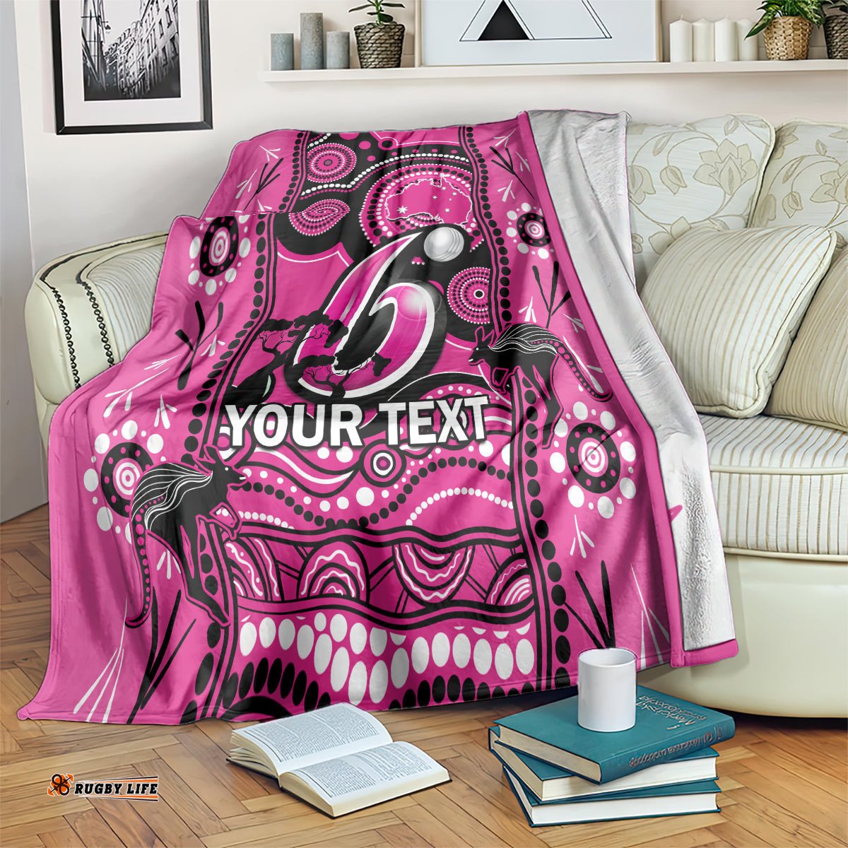 Custom Sydney Sixers Cricket Blanket Happy Australia Day Aboriginal Art