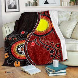 Aboriginal Premium Blanket Australia Flag Dot Painting Art