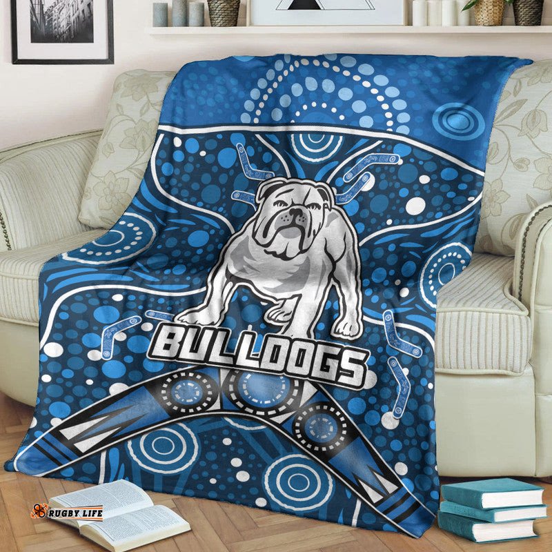 bulldogs rugby premium blanket boomerang indigenous dots