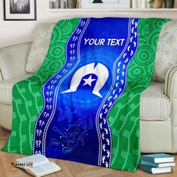 Custom Torres Strait Islanders Premium Blanket Torres Symbol With Aboriginal Patterns