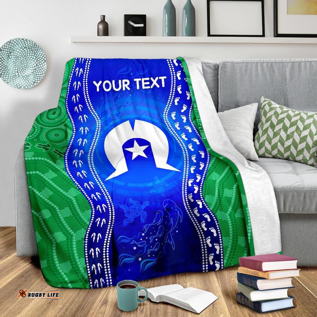 Custom Torres Strait Islanders Premium Blanket Torres Symbol With Aboriginal Patterns