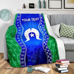 Custom Torres Strait Islanders Premium Blanket Torres Symbol With Aboriginal Patterns