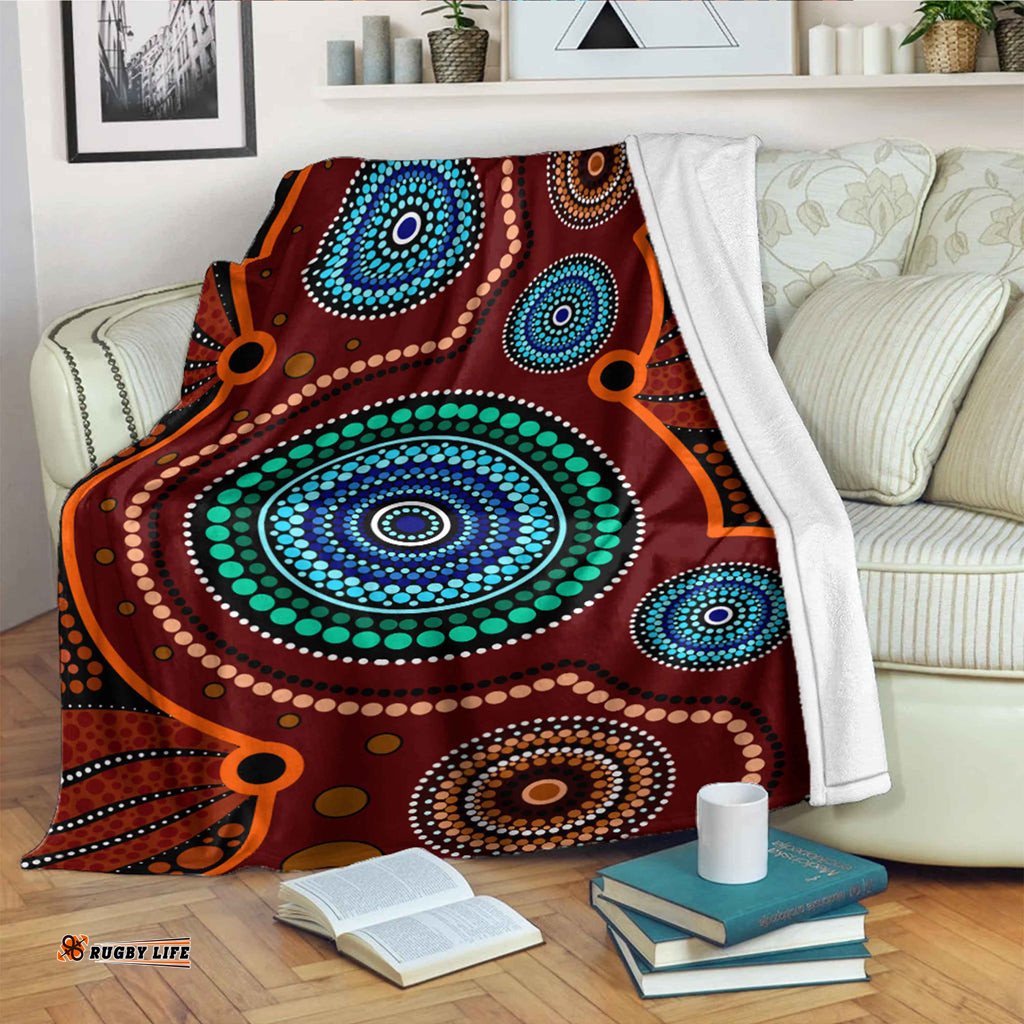 Australia Aboriginal Inspired Blanket Aboriginal style of Indigenous dot art painting
