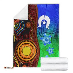 Australia Indigenous Aboriginal And Torres Strait Islands Premium Blanket Flag Vibes