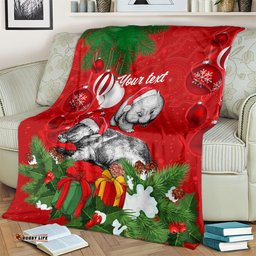 Personalised Wombat Lover Blanket Australia Merry Christmas Aboriginal