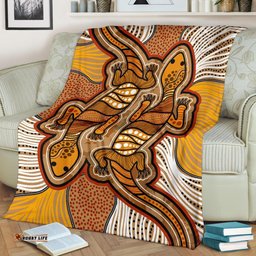 Aboriginal Premium Blanket Indigenous Two Lizard Vintage Stye