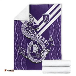 Dockers Football Premium Blanket Fremantle Anchor Mix Aboriginal Pattern Dynamic Style