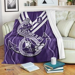 Dockers Football Premium Blanket Fremantle Anchor Mix Aboriginal Pattern Dynamic Style
