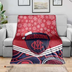 custom melbourne football christmas blanket merry xmas 2023 mix aboriginal art
