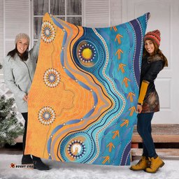 Australia Aboriginal Blanket - Indigenous Beach Dot Painting Art Blanket