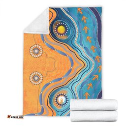 Australia Aboriginal Blanket - Indigenous Beach Dot Painting Art Blanket