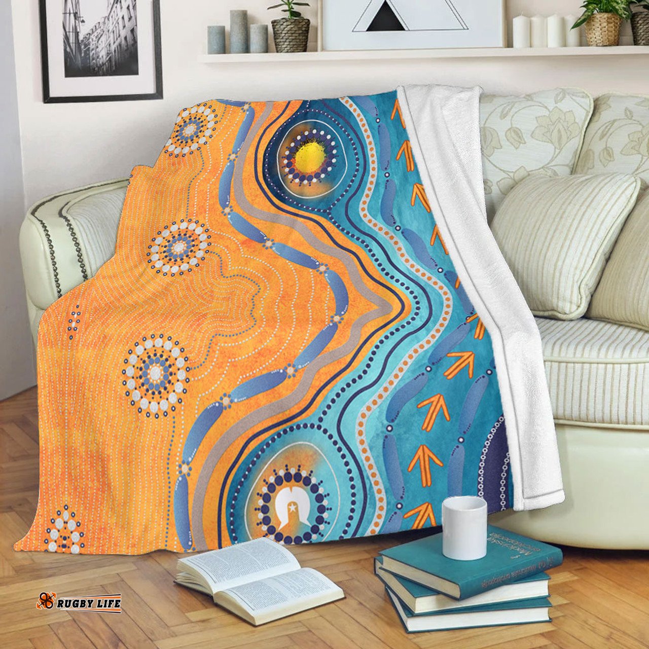 Australia Aboriginal Blanket - Indigenous Beach Dot Painting Art Blanket