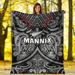 MANNIX New Zealand Silver Fern Rugby Premium Blanket All Black NZ Maori Pattern