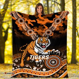 Tigers Rugby ANZAC Day Camouflage Indigenous Art Blanket