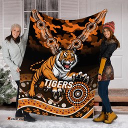 Tigers Rugby ANZAC Day Camouflage Indigenous Art Blanket